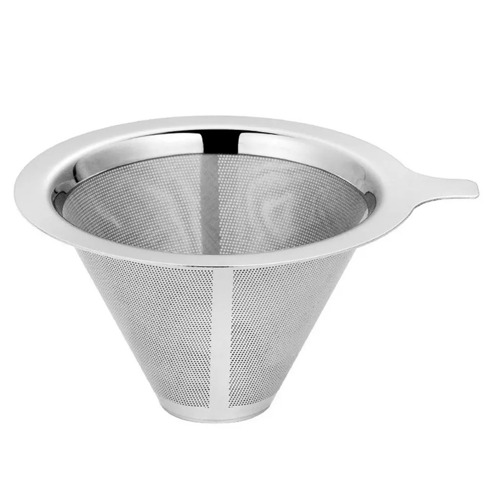 Reusable Double Layer Coffee Filter 304 Stainless Steel Cone Coffee Filter Baskets Mesh Strainer Pour Over Coffee Dripper Tools