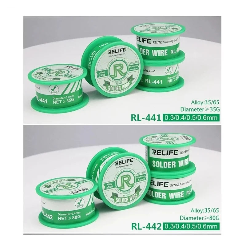 Strumenti di riparazione di BGA del punto di fusione basso di temperatura media del centro 442/0.3/0.4/0.5mm della colofonia del cavo della lega per saldatura RL-441/0.6