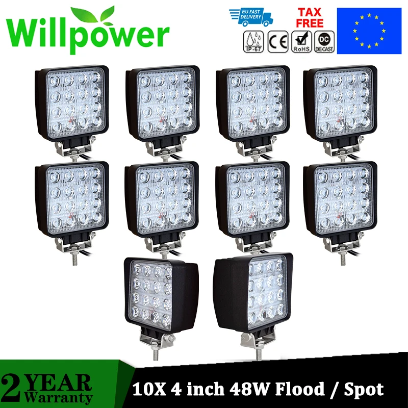 

Willpower 4 inch 48W LED Work Light Flood Spot Offroad Fog Lamps Car ATV Truck Driving Tractor Boat Pickup UZA ATV UTV 12V 24V