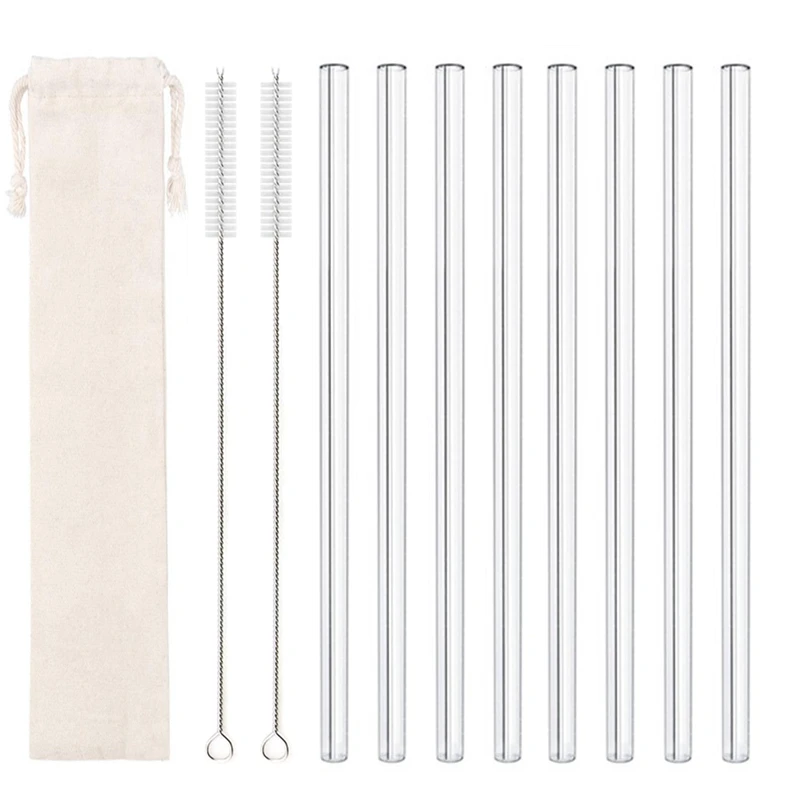 20 cm Glas-Smoothie-Strohhalm, wiederverwendbare transparente Trinkhalme für Smoothie-Milchshakes, umweltfreundlicher Trinkgeschirr-Strohhalm