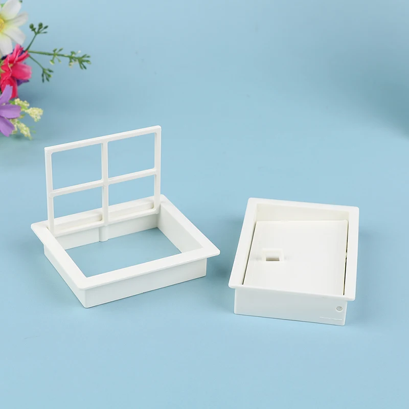 Mini Huis, Villa, Kunststof Deuren En Ramen, Huis Modellering En Decoratie Diy Venster 1/12 Poppenhuis Miniatuur Accessoires