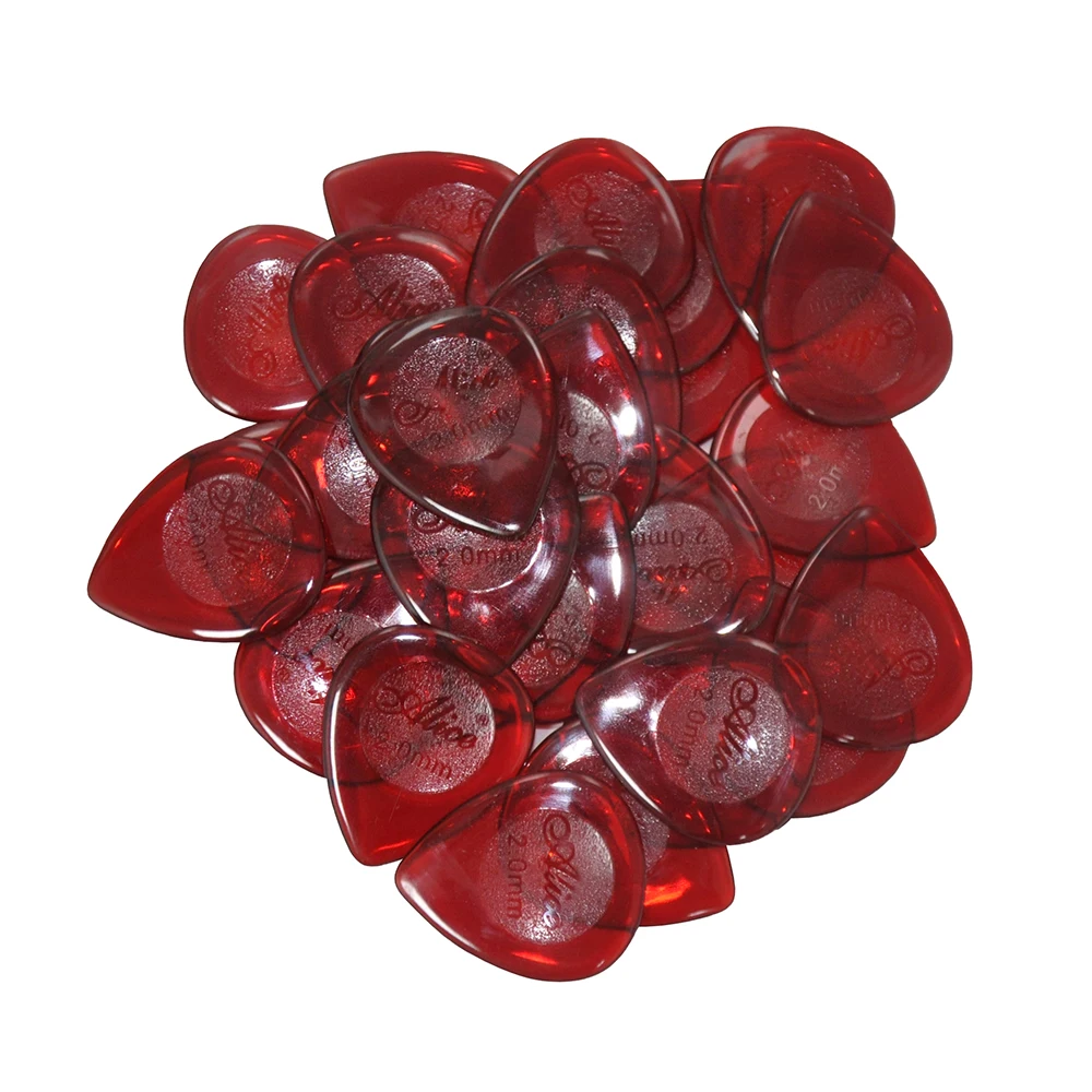 50pcs Heavy 2mm Teardrop Waterdrop Guitar Picks Plectrums For Electric Guitar Jazz Red