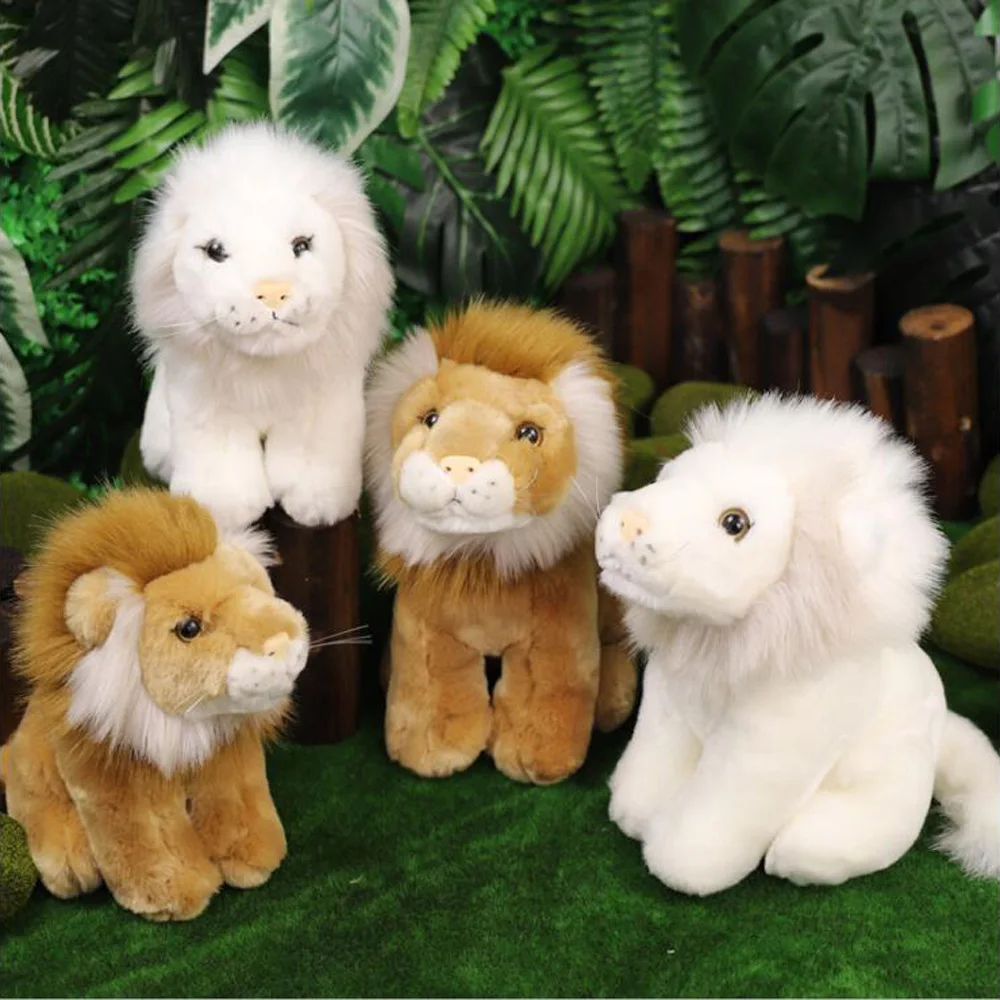 

White Brown Lion Animal Children Plush Kid Stuffed Toy Birthday Gift