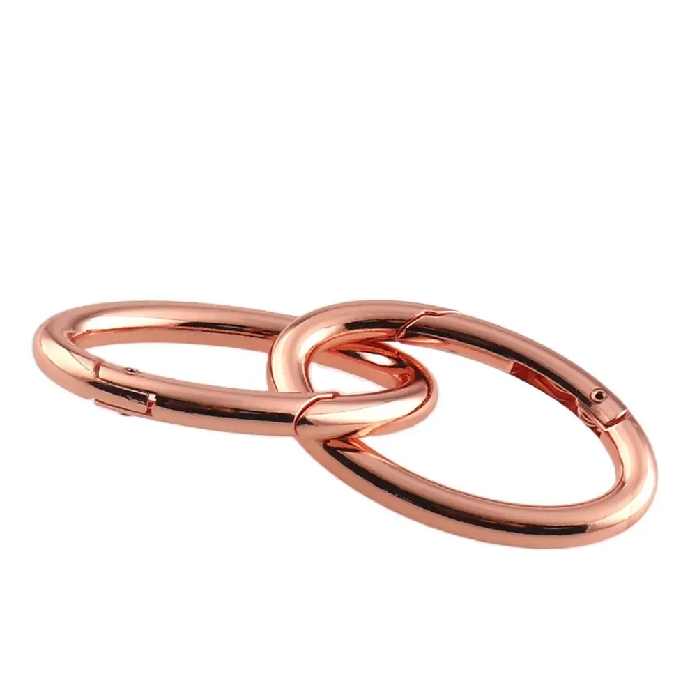 Metal Alloy Plated  Spring Gate Buckle Rose Gold  Inner 1''1/2'' Oval Ring Buckles Clips Carabiner Purses for Bags/Garment/Belts