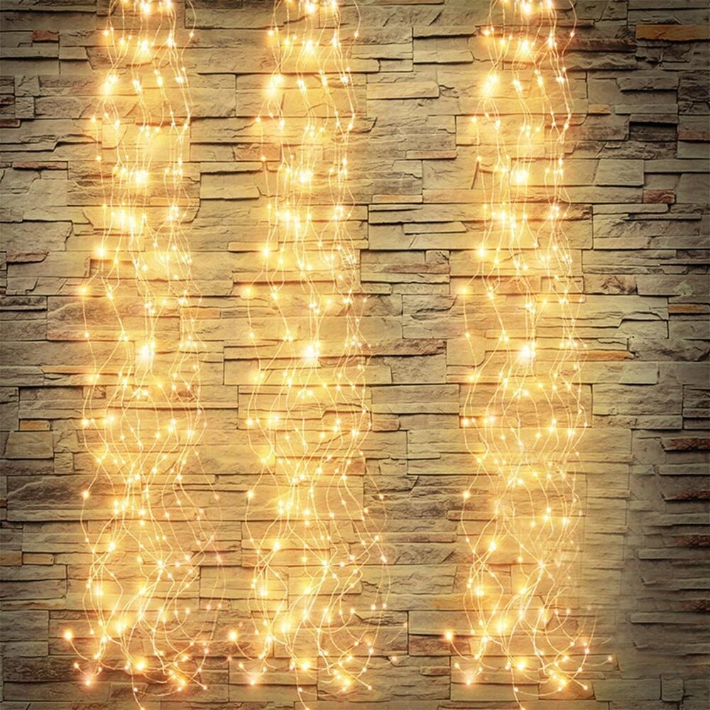 100/200/400leds Solar Fairy Waterfall String Lights Outdoor Vine Branch Garland Light Holiday Wedding Christmas Tree Decoration