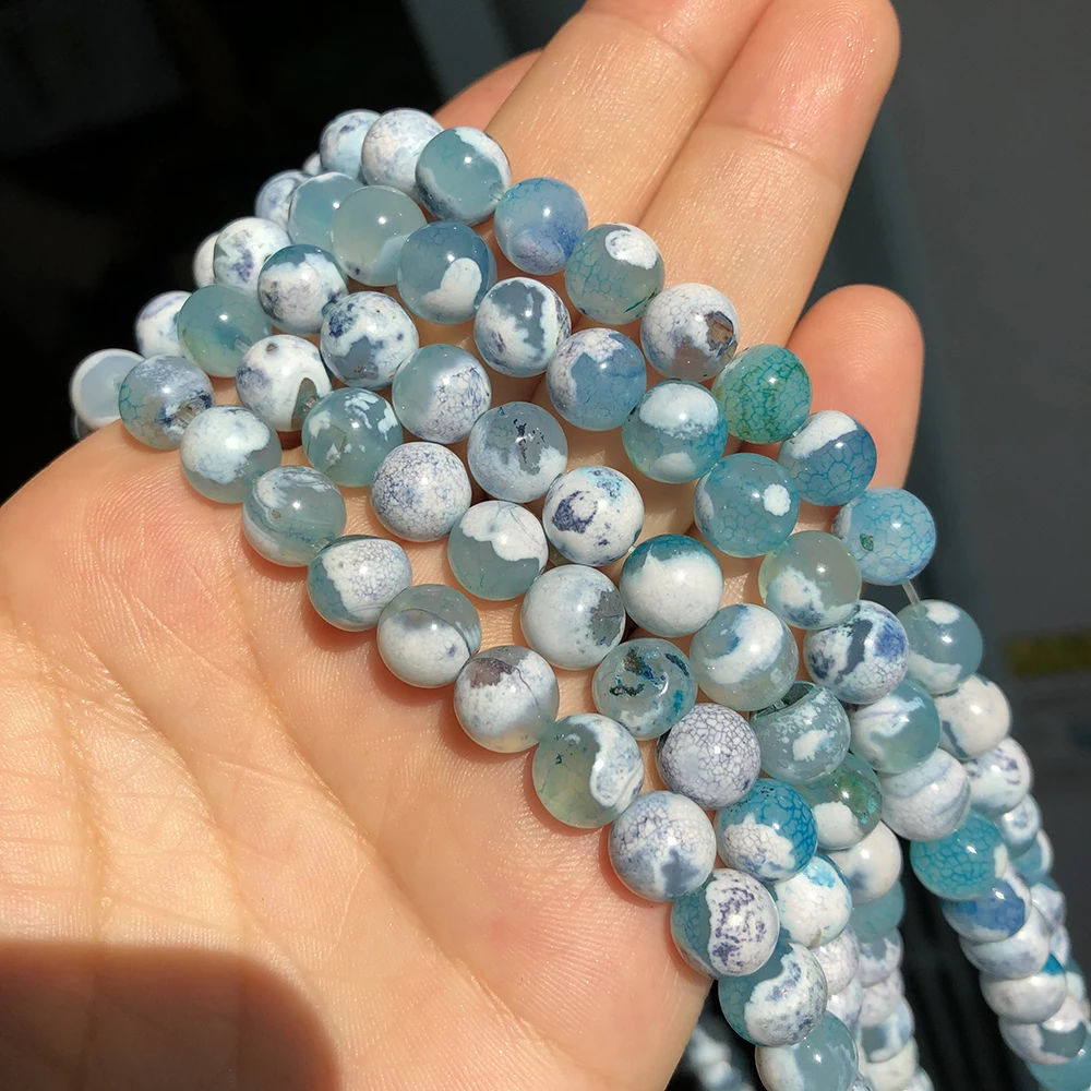 Pietra naturale Blue Fire Agate Drago Vene Onyx Rotondo Branelli Allentati Per Monili Che Fanno ''Pollici 6/8/10mm I Braccialetti FAI DA TE Collane