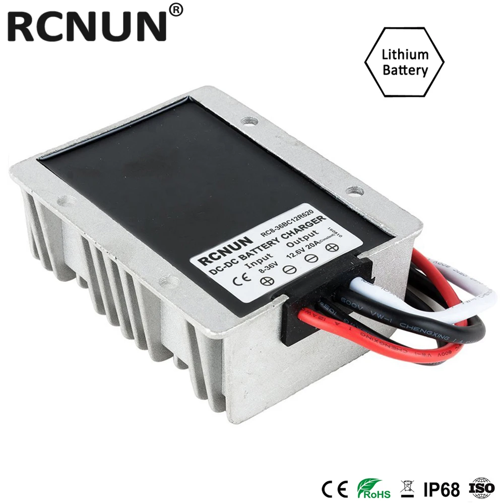 Nabíječka baterií RCNUN DC 8-36V 12V na DC 12,6V 13,8V 14,6V 16,8V 20A pro 12V lithium-kyselinové baterie Lifepo4 - náhled 2