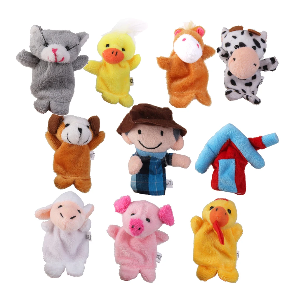 Set von Kinder Baby Pädagogisches Geschichte Erzählen Requisiten Bauernhof Tiere Finger Puppen Party Favors Weiche Spielzeug Geschenk