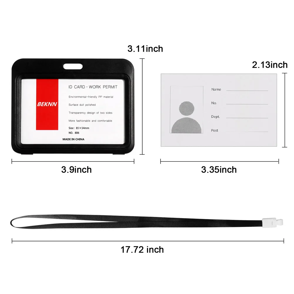 Tarjetero transparente de dos caras con cordón, funda de plástico transversal de estilo Horizontal, tarjetero, Protector de tarjetas