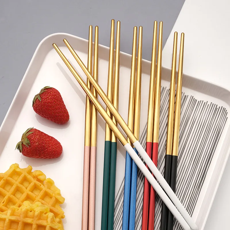 

304 Stainless Steel Chinese Chopsticks Home Non-Slip Metal Fast Food Noodles Sushi Sticks Chopsticks Tableware Kitchen Utensils