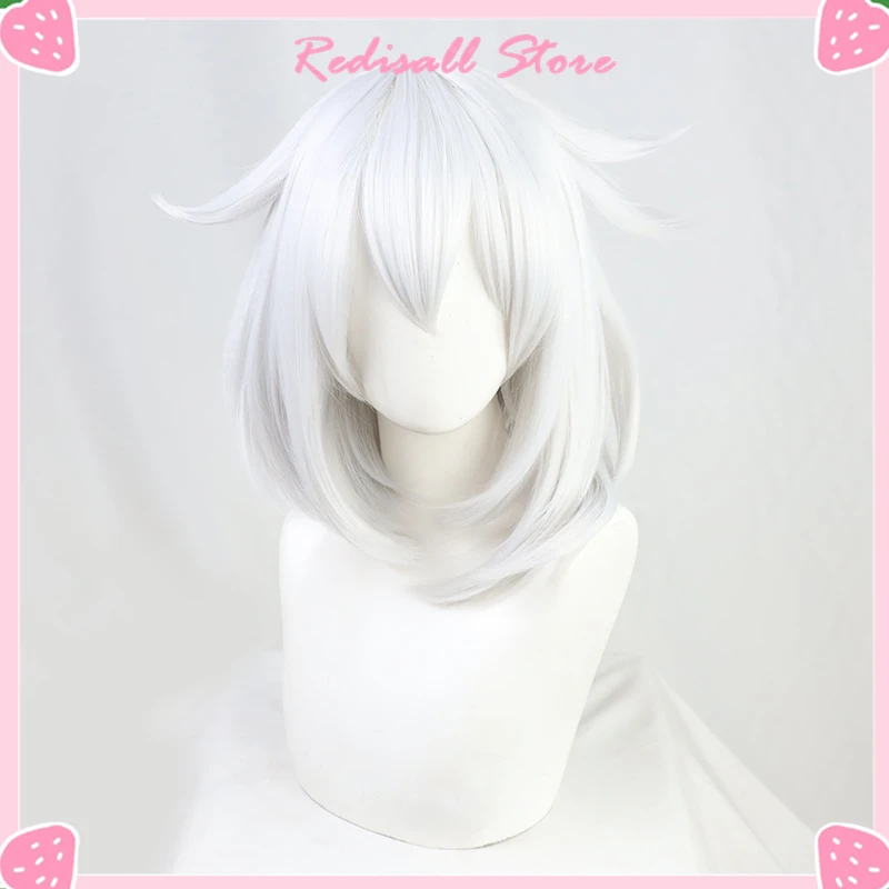 

Cosplay Paimon Wig NPC Silver Short Heat Resisatnt Synthetic Hair Halloween Game Role Play