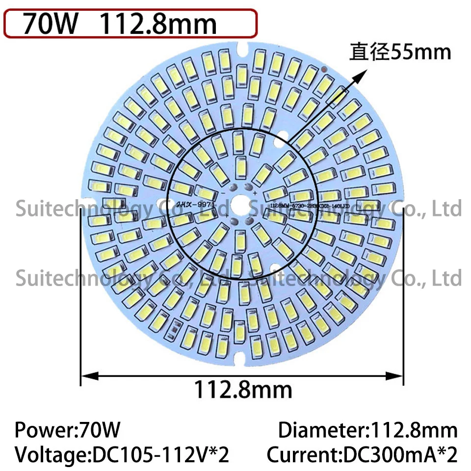 Panneau lumineux haute luminosité, 50W 70W 100W, PCB et pilote, plaque de lampe en aluminium SMD5730 pour plafonnier bricolage, ampoule LED