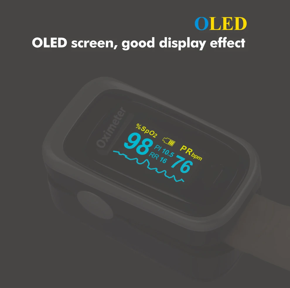 Kiuzou Medical Finger Pulse Fingertip Oled Portable Oximeter SPO2 PR 8 hours sleep monitor Blood Oxygen Oximetro De Dedo case