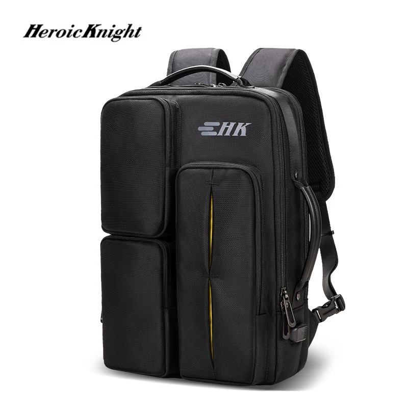 Heroic Knight Men Multifunctional Backpack Waterproof 15.6inch Laptop Bag High Capacity Bag for Business Man TravelPack