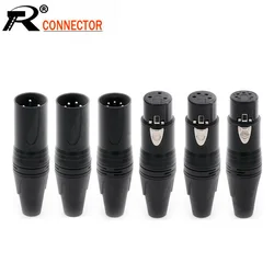 10pcs/lot 3/4/5pin XLR Connector Male/Female XLR Plug Jack Socket Microphone MIC Cable Audio Cable Connector Black Color