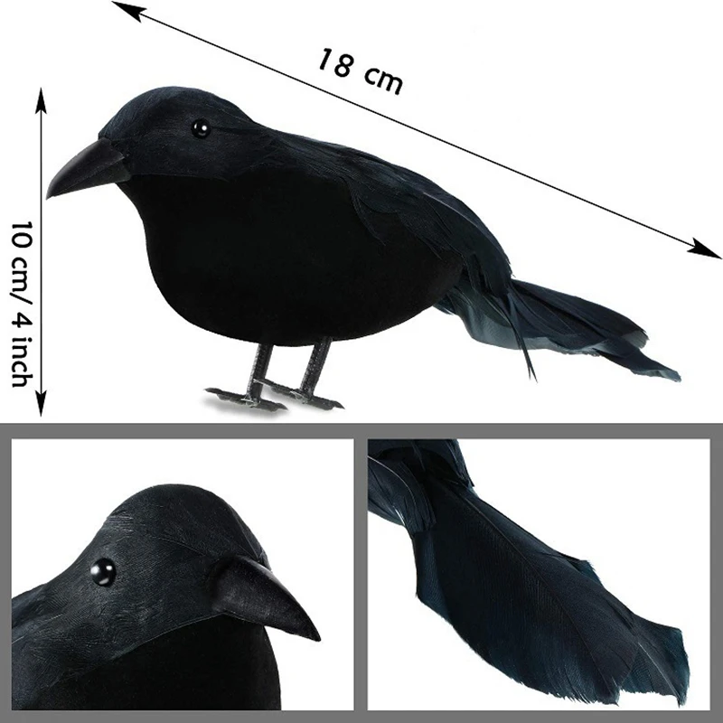 18*10CM Schwarz Crow Tier Modell Vogel Dekoration Für Party Raven Prop Scary Liefert Halloween dekorationen für haus