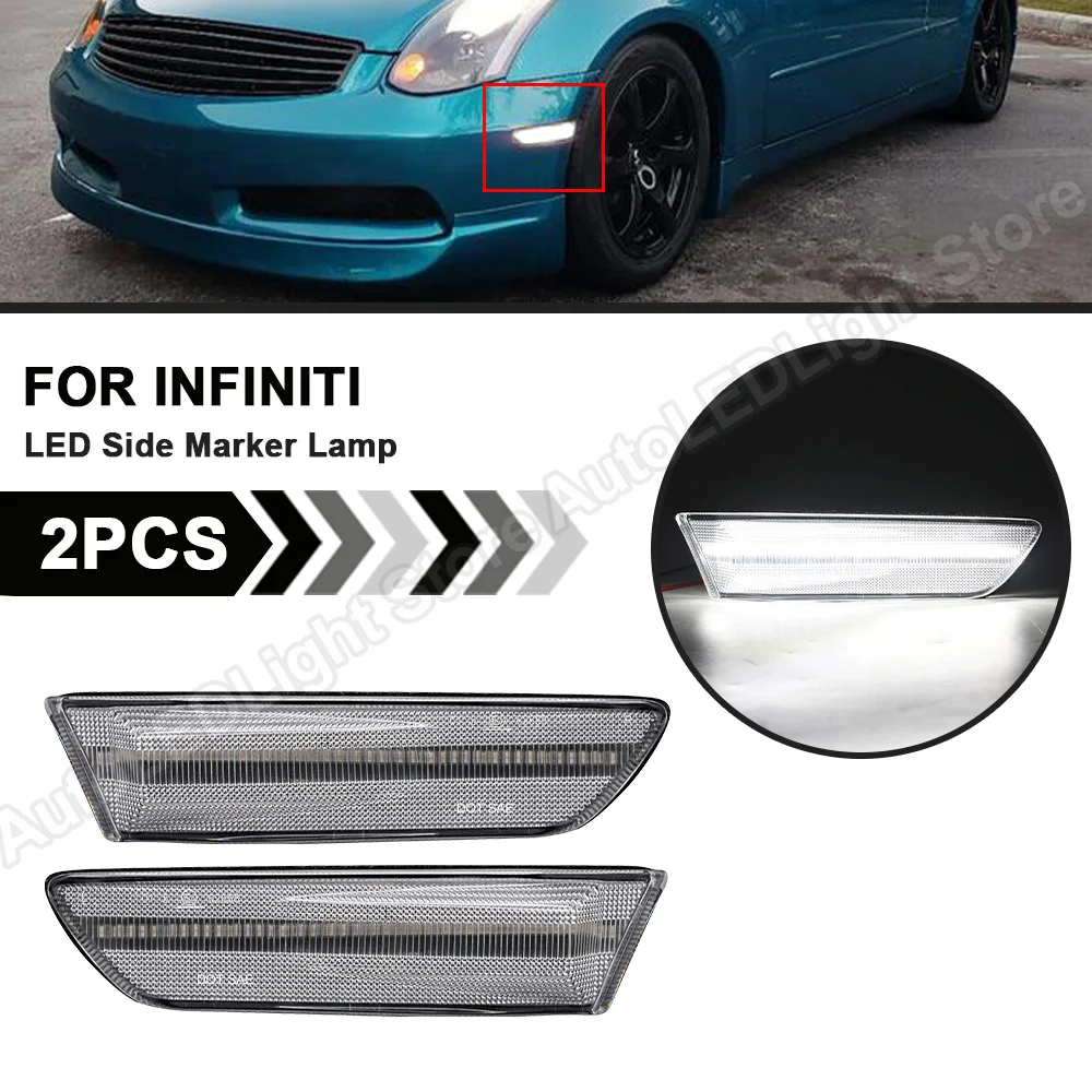 

2Pcs LED Front Side Marker Light Turn Signal Indicator Lamp White Light For 2003 2004 2005 2006 2007 INFINITI G35 2D Coupe