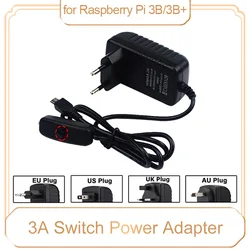 Raspberry Pi 3 B Plus Power Adapter 5V 3A EU US AU UK Power Supply ON OFF Switch Charger Connector for Raspberry Pi 3 Model B