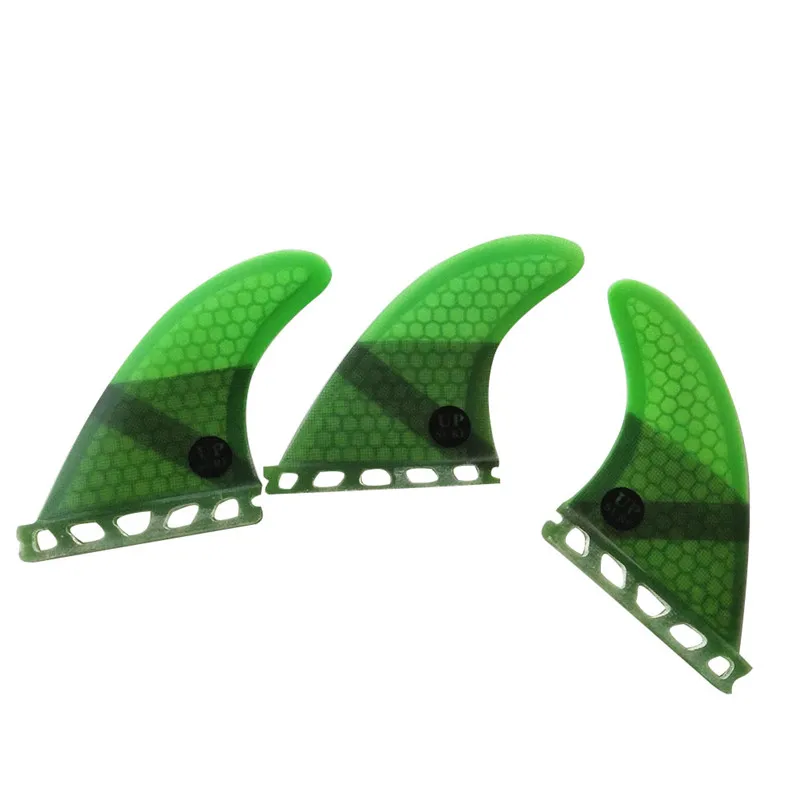 

UP-Surf Single Tab Fins Green Honeycomb Fiberglass Material surf S/M/L/UK2.1 Size Fins Good Quality tri set Fins Free Shipping