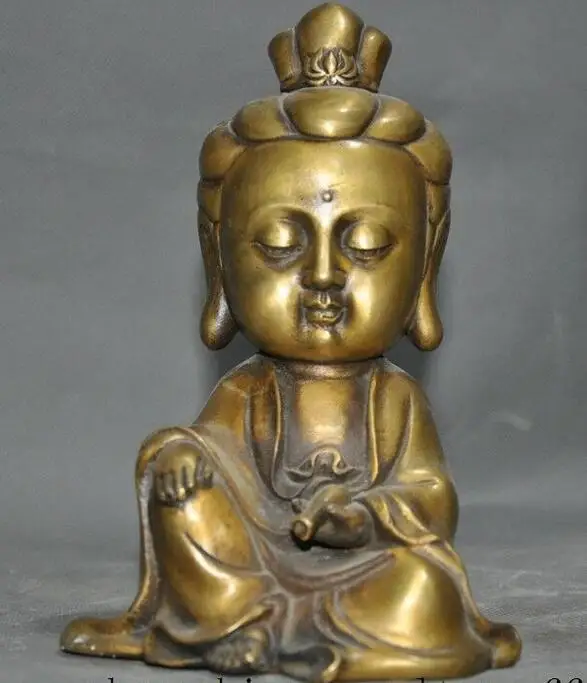 

7"old China bronze Buddhism Kwan-yin Guanyin Bodhisattva Buddha statue