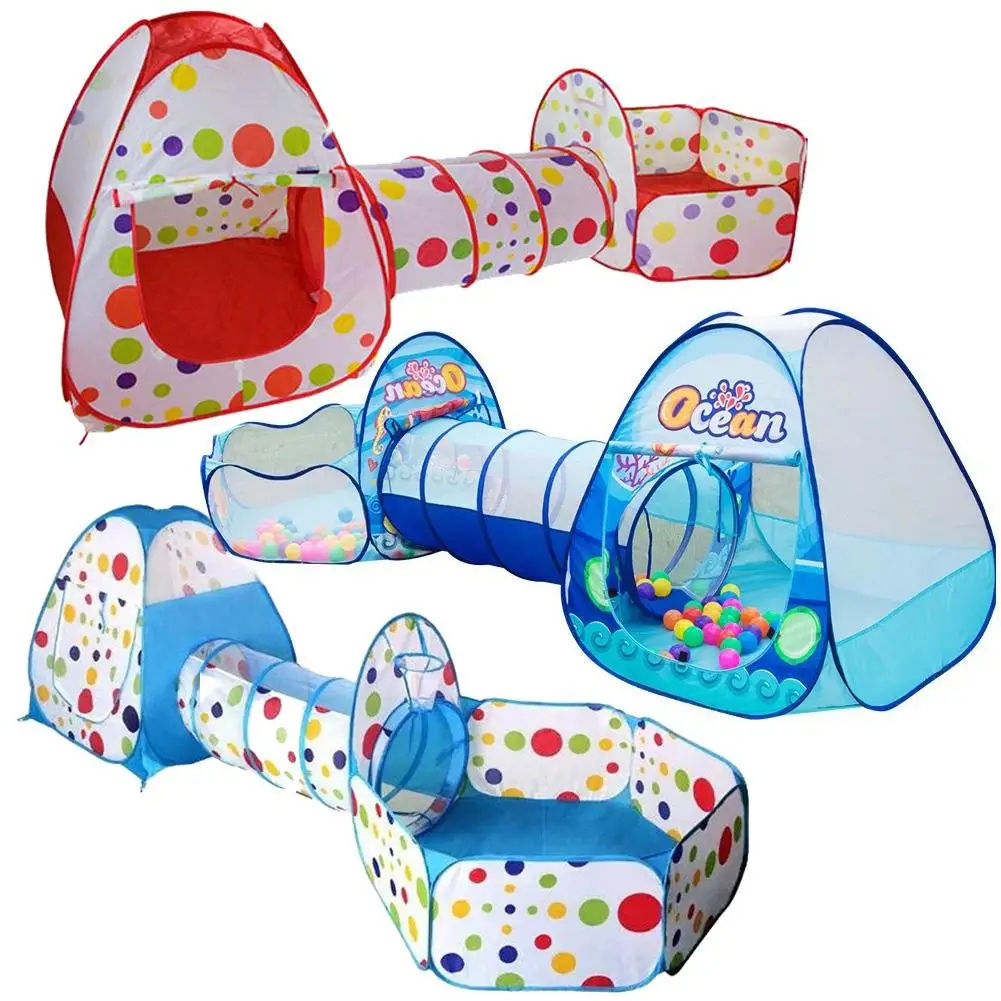 3 Pz/set Per Bambini Tenda Giocattolo Piscina di Palline Per Bambini Tepee Tende Piscina Piscina di Palline Pit Del Bambino Tende Casa Crawling Tunnel oceano Bambini Tenda