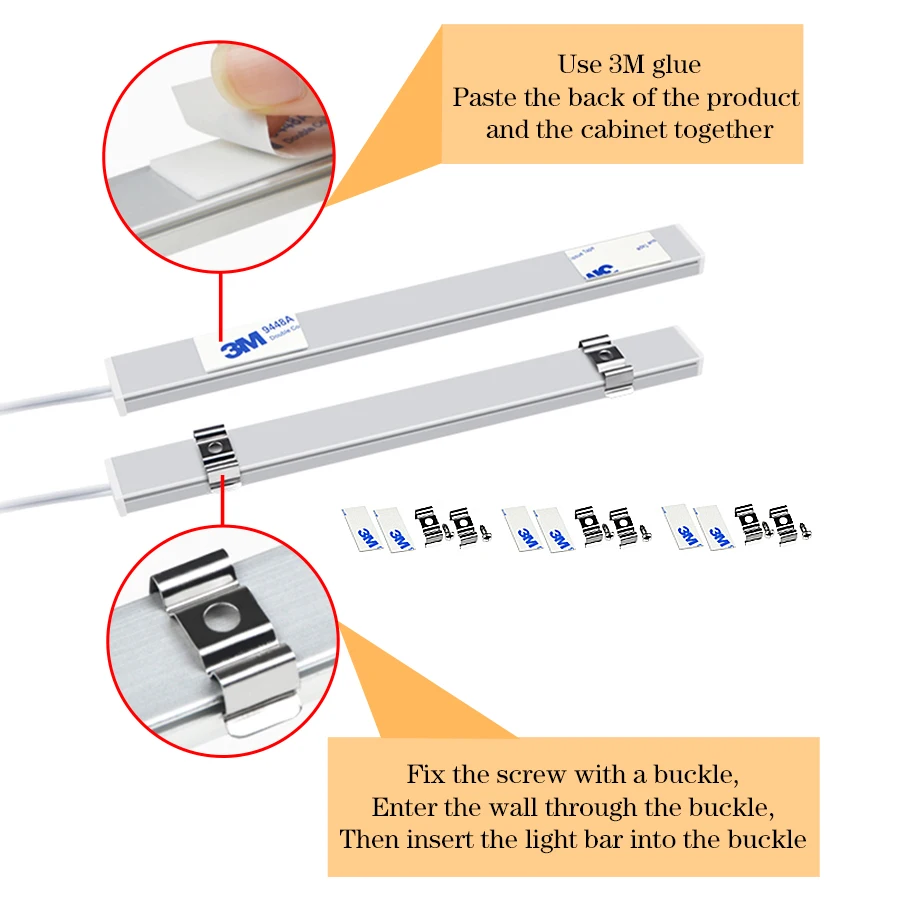 DC 5V USB Aluminium LED Bar Light Hand Scan Sensor Switch Control Kitchen Closet Light 30 40 50 cm 3 Color Temperature Wall Lamp