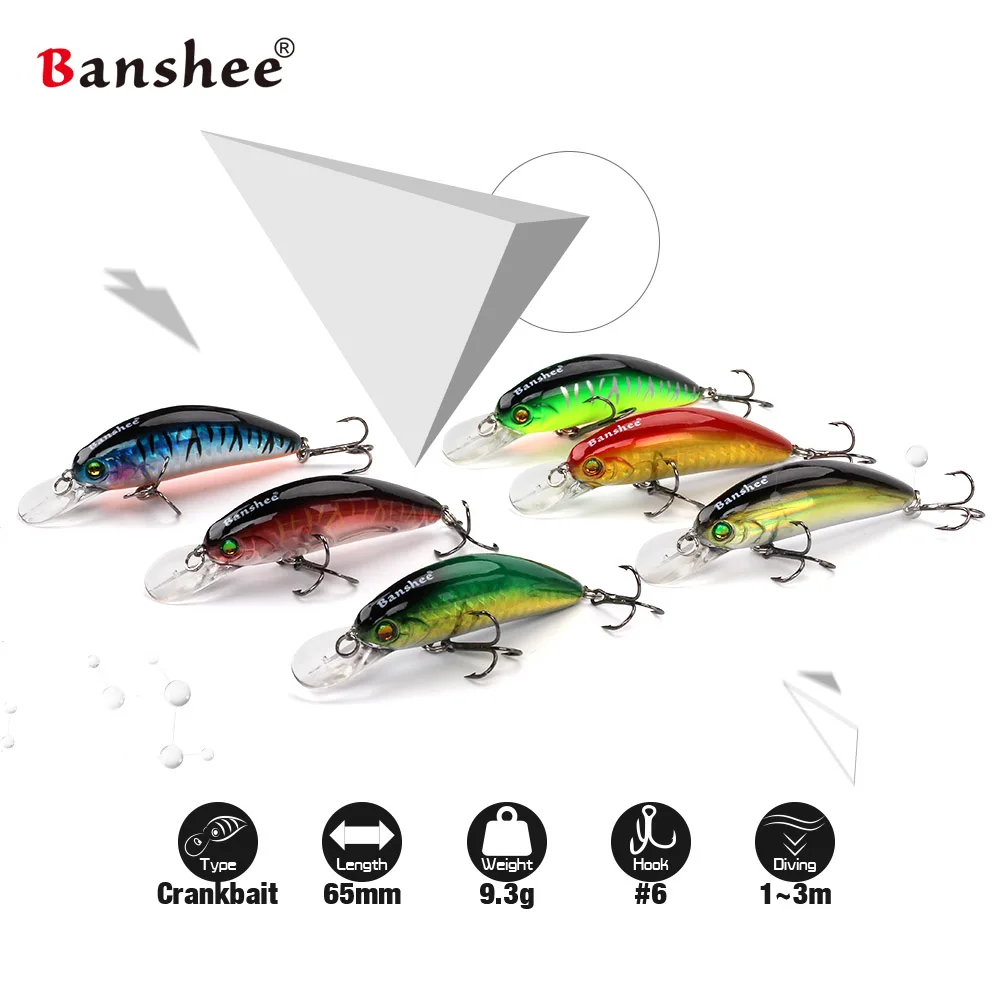 Banshee 6pcs/lot 65mm 10g  GO-CM003 Small Bass Floating Fishing Lure Wobbler Shallow Diving Crankbaits Hard Artificial Bait