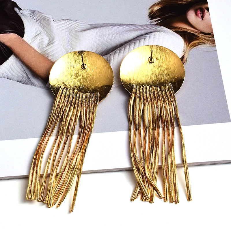 New Arrival Long Gold Color Metal Chain Tassel Earrings High-Quality Fashion Jewelry Accessories For Women Wholesale