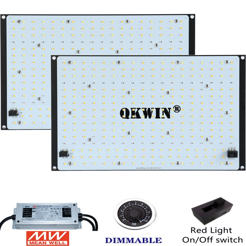 Qkwin LED 성장 조명, Veg/Bloom 스테이지 Meanwell 드라이버용 풀 스펙트럼, 높은 PPE LM301B 칩, 240W, 288 개