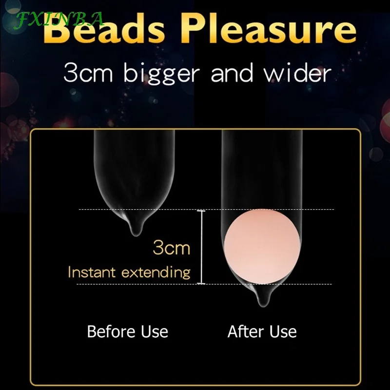 FXINBA New Reusable Silicone Beads  Condoms For Men Penis Sleeve Extender Ball Condoms  Attachment Adult Sex Product Accessories