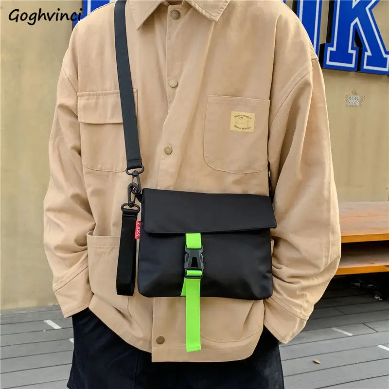 Men Crossbody Bags Nylon Fashion Streetwear Students Black Flap-bag Casual Harajuku Shoulder Bag Korean Style Ulzzang Ins Chic