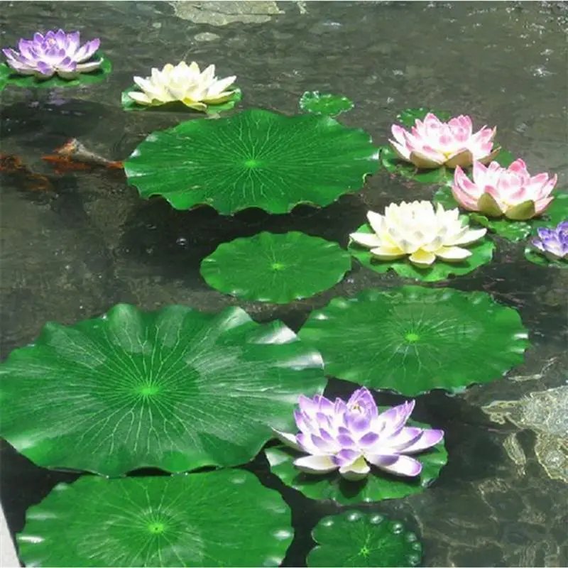 (5 Pcs/Lot) Green Lotus Leaves Real Touch Artificial EVA Water Lily Floating Pool Flowers For Home Garden Decoration