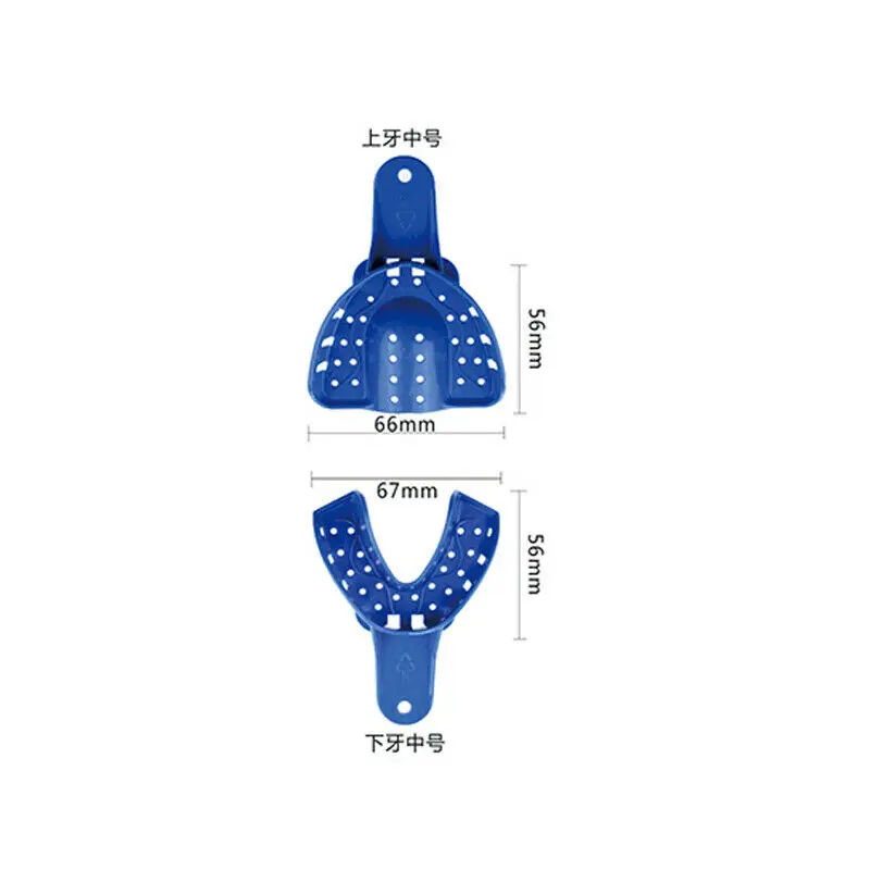 24 PCS/bag Dental Impression Tray EASYINSMILE Disposable Perforated Plastic Blue for Adult or Child Size L/M/S Upper and Lower