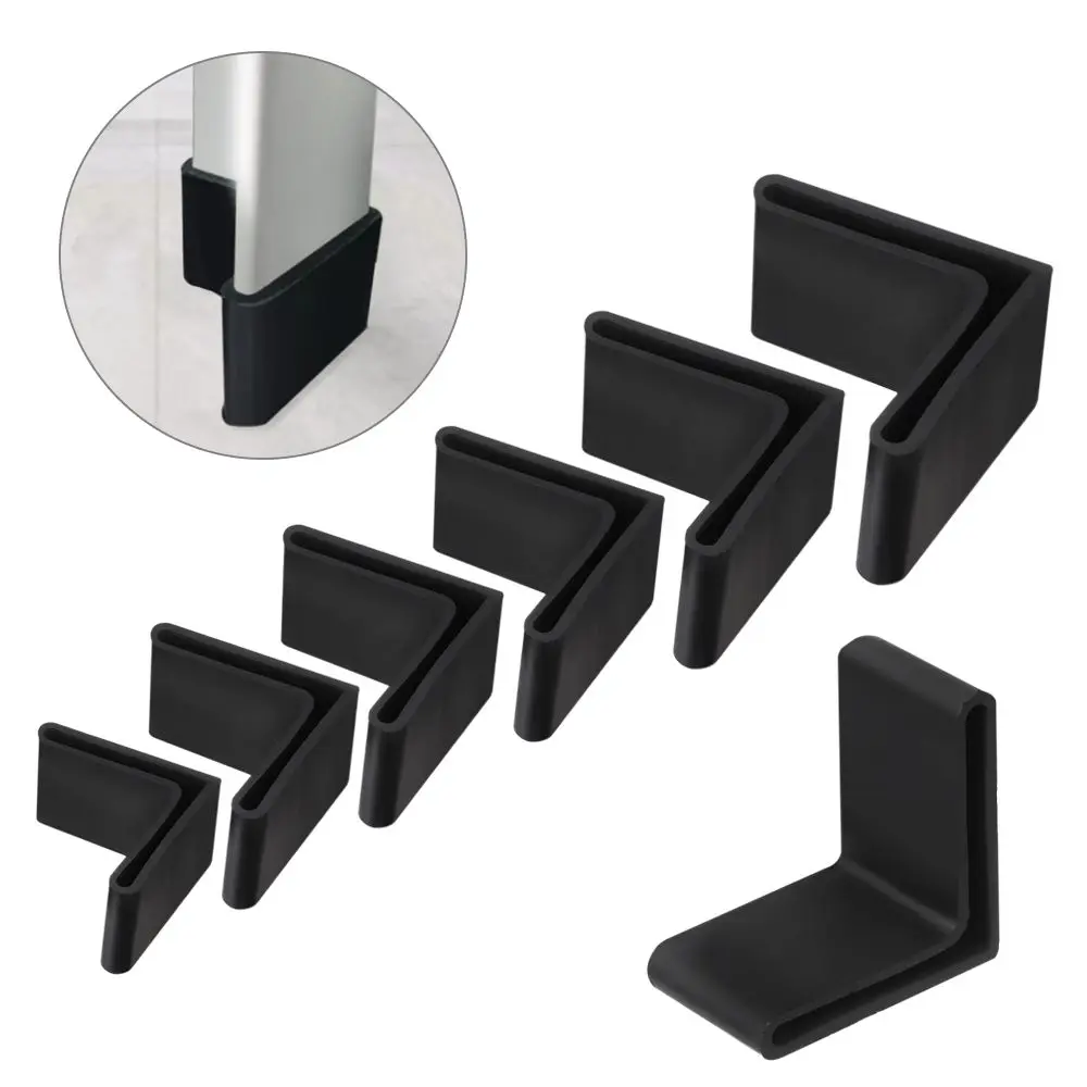 4PCS Slotted Angle Bar Shelf Iron Bed L Type Rubber Base Foot Pad Foot Cover Protective Rubber Sleeve