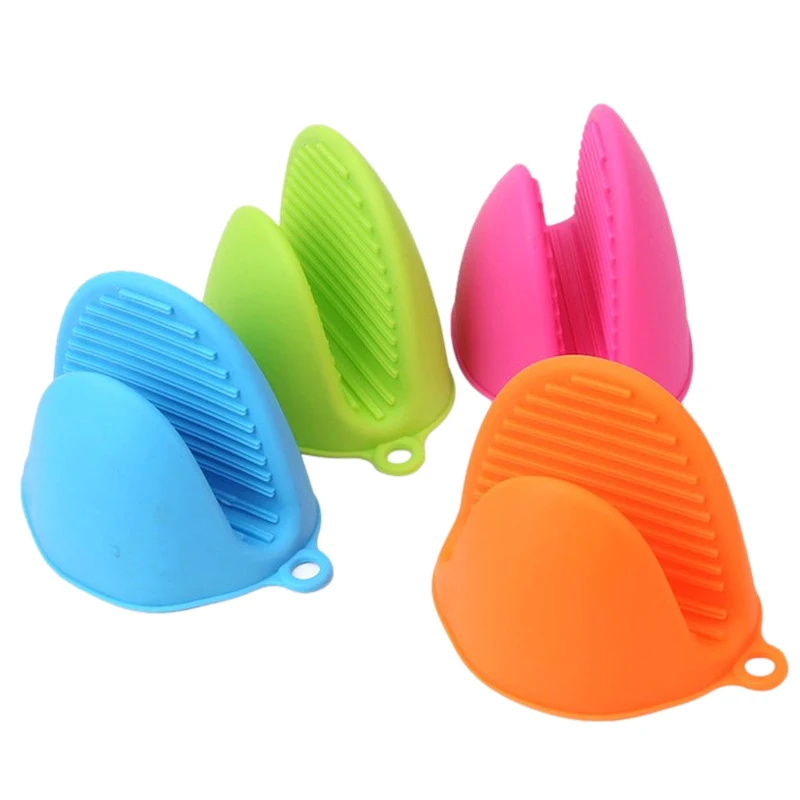 1PC Silicone Kitchen Heat Insulated Oven Gloves Cooking Microwave Non-Slip Gripper Pot Holder Bowl Plate Mitts Clips