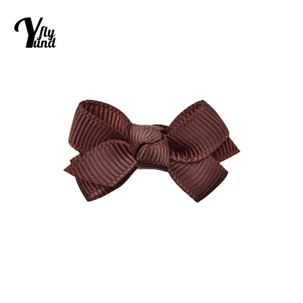 Yundfly 10pcs/lot 4 CM Mini Solid Color Bowknot Bangs Hairpins Fashion Grosgrain Ribbon Bows Baby Hair Clips DIY Styling Tools