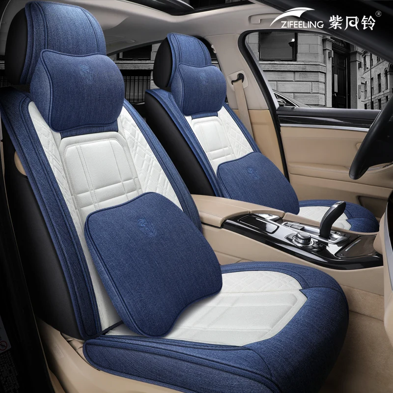 Four Seasons Car Seat Cushion Universal Seat Cover All-Inclusive Seat Cover Fully Enclosed Seat Cushion Fabric Linen