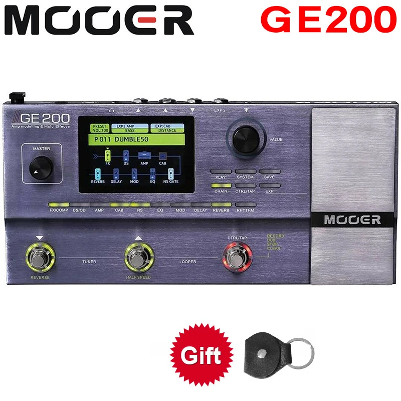 

Mooer GE200 Amp modelling Multi Effect Processor Pedal With 26 IR Speaker Cab Model 52 Second Looper 55 Amplifier Models 4.9