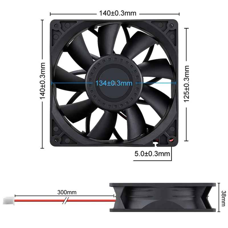 GDSTIME 14 سنتيمتر مروحة 140 مللي متر x 38 مللي متر 12 فولت 24 فولت المزدوج الكرة تحمل تيار مستمر فرش مروحة التبريد 223 CFM كبير قضية تدفق الهواء مروحة برود...