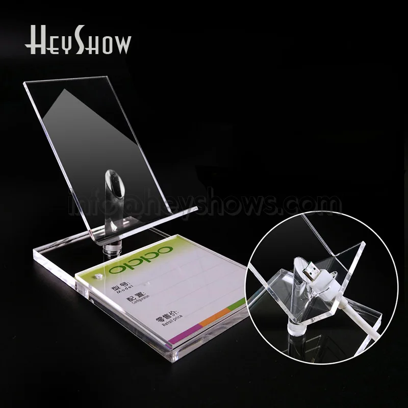 Acrylic Phone Display Stand, Transparent Cell Phone Holder Base with Price Tag, Mobile Phone Usage Under 5.5 Inches