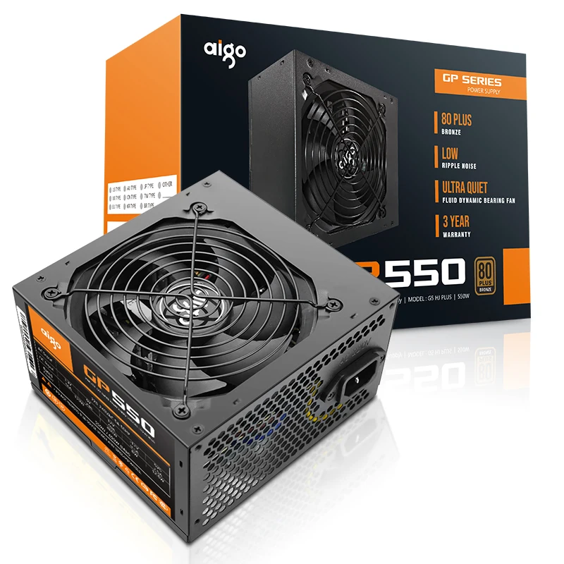 Imagem -02 - Max Fonte de Alimentação pc Gaming pc Alimentação pc para Btc 80 Além Disso Bronze Psu Pfc 12cm Fan Atx 24pin 12v Aigo-gp550