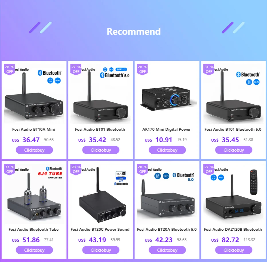 Fosi Audio BT10A Mini-Bluetooth-Verstärker, 2-Kanal-Verstärker für Heimlautsprecher, Höhen- und Bässe, HiFi-Stereo-Sound-Verstärker, 50 W x 2 – Detail 2