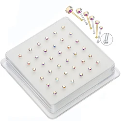 925 Sterling Silver AB Stone Nose Studs Nose Pin Piercing Jewelry Pircing Nariz Plata Joyería Corporal Percing Nez
