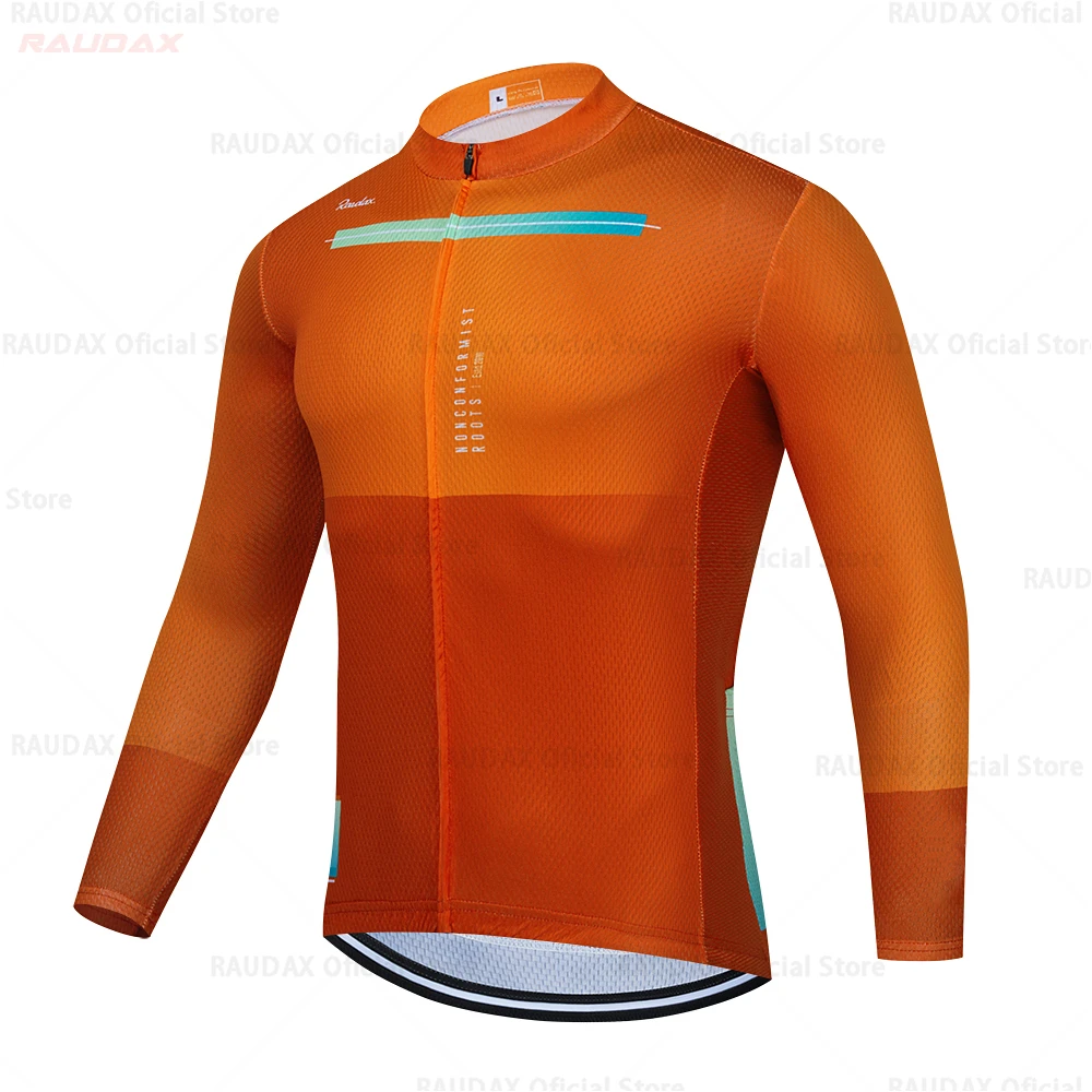 RAUDAX 2021 Mens Long Sleeve Cycling Jersey Mtb Cycling Clothing Breathable Bicycle Maillot Ropa Ciclismo Sportwear Bike Clothes