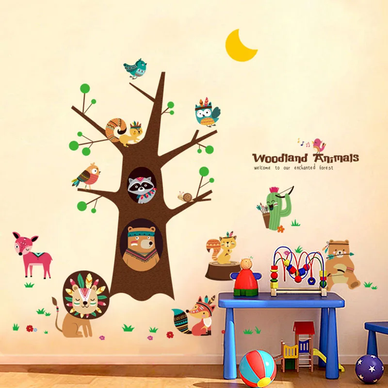 Cute Animals Wall Stickers Children's Bedroom Wall Stickers Baby Baby Room Decoration Wall Stickers Wall Paintings Wall Decor