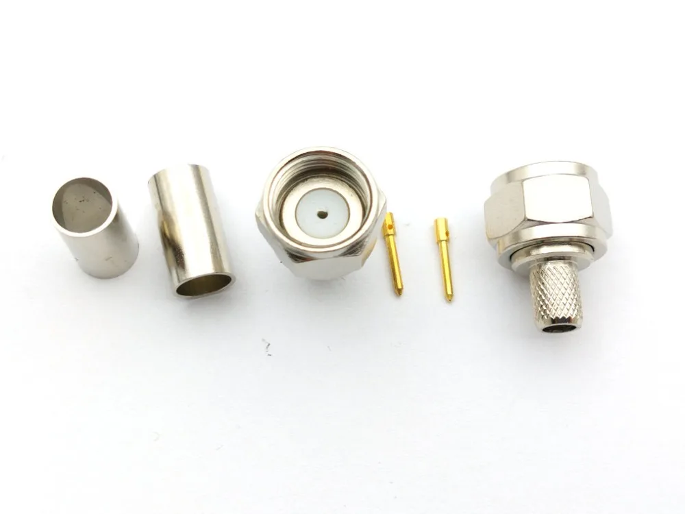 Imagem -04 - Adaptador de Conector rf Rg58 Lmr195 Rg142 Rg400 Conector de Bronze f Plugue Reto de Crimpagem 100 Peças