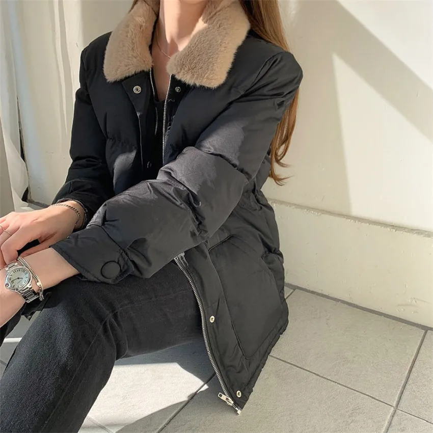 

New Autumn Winter Warm Women Down Cotton Jacket Big Size Cotton-padded Coats Slim Long Sleeve Parkas Short Coat Outwear WZ1608
