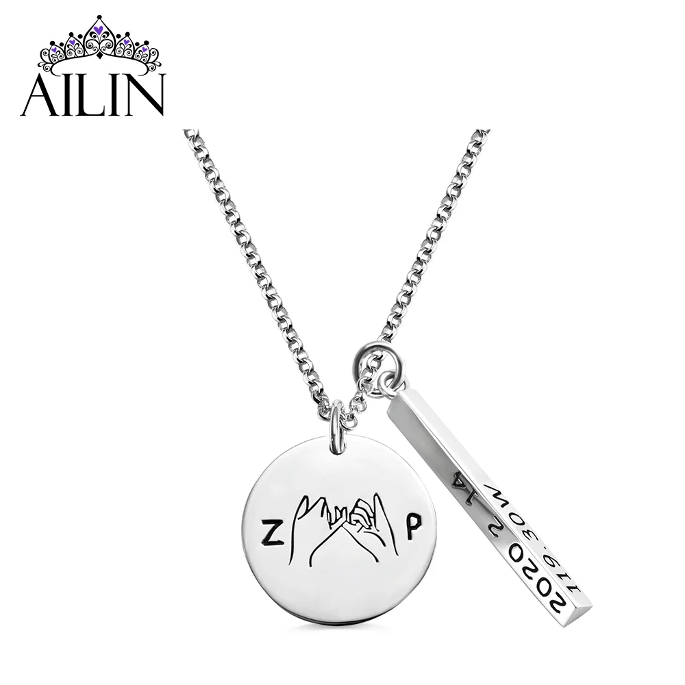 AILIN Dropshipping Personalized Stainless Steel Hand Hook Valentine's Promise Friends Necklace Sweet Gifts for Woman Girlfriend