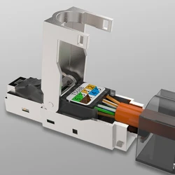 Cat7 RJ45 Crystal Plug for Head Tool-less Connector No Crimp Tool-Less Cat7 30u Ethernet Network Shielded Connector