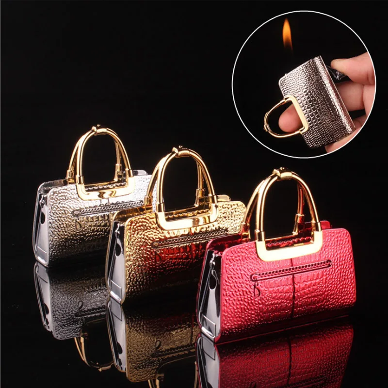 Creative Handbag Gas Lighters Refillable Butane Gas Cigarette Lighter Women's bag Ornaments Fire Lighter For Smokers